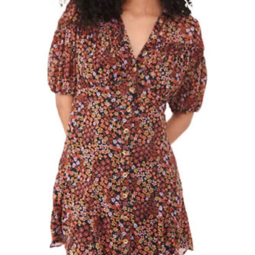 NWT Free People Bonnie Short Sleeve Floral Mini Dress Size XL Reg. $128